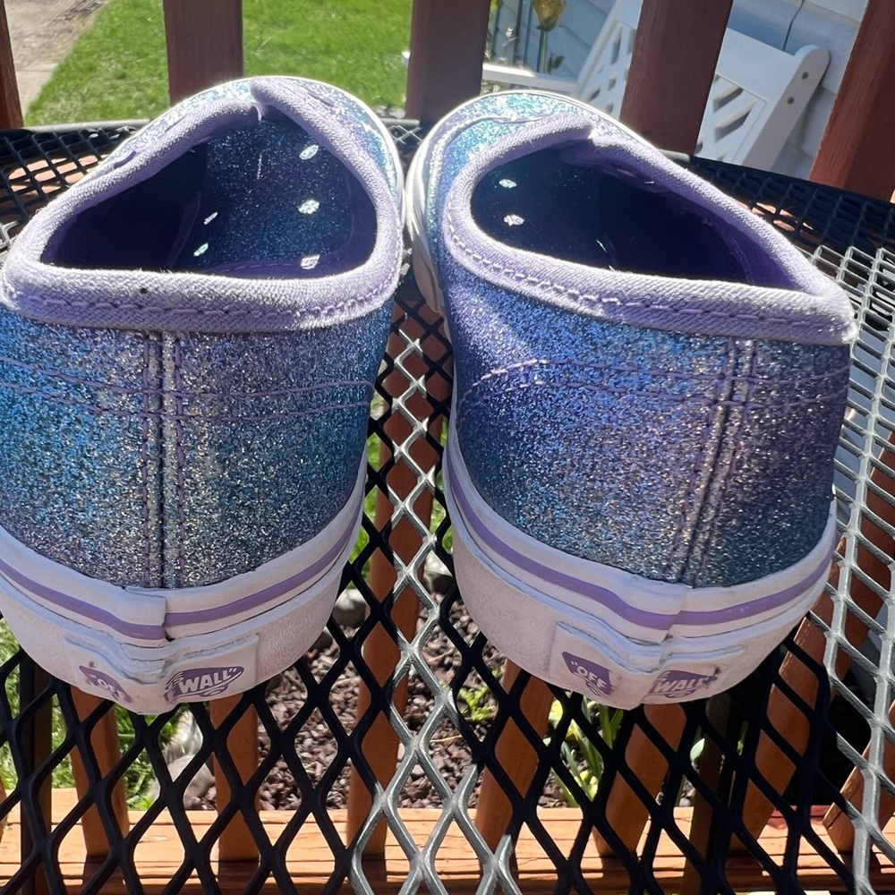 Vans Kids’ Ombré Authentic Blue and Purple Glitter Sneakers (no shoelaces) - Picture 5 of 8